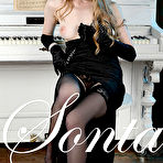 First pic of Glam-looking Rebecca G gets captured in a long evening gown, gloves, stockings and stiletto heels