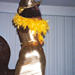 First pic of 40 year old Patra works out each day to keep her body tight. She likes to wear her skin tight sexy gold dress that shows off her round black butt