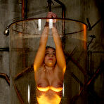 Fourth pic of Breasty chubby brunette Jenya gets bound and dildoed together with water torture