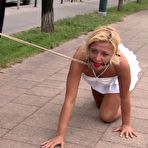 First pic of Roped bound and gagged slave blonde Angelic Diamond walking the city streets