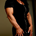 Third pic of Female bodybuilder Debbie Bramwell with outstanding muscle body strips down to her underwear