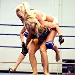 Second pic of Andy Brown, Carla Cox and Nikky Thorne wrestle and strip all together in the ring