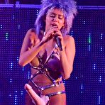 Fourth pic of Miley Cyrus Performs Topless With A Strap-on And Takes Dollars Up Her Ass