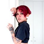 First pic of Tattooed suicide girl Agatha teasing in spiked dog collar | Erotic Beauties