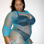 First pic of Black BBW Crystal Clear has interracial sex after removing her blue fishnet dress and black undies