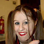 Second pic of Playful pigtailed cheerleader Masie Dee gets nude and gives harsh POV handjob