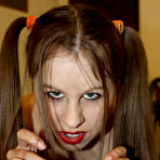 Fourth pic of Playful pigtailed cheerleader Masie Dee gets nude and gives harsh POV handjob