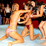 Second pic of Party girls Cynthia Vellons and Sahara Knite remove their bikinis during public oil wrestling