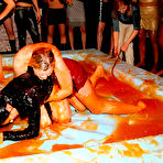 Third pic of Simone Shine and Sarah Zafari wrestle in oil and jam finishing with no panties