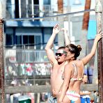 First pic of Danielle Lloyd exercising in bikini on a beach