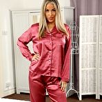 Fourth pic of Blondie Rose Topless in Satin Pyjamas and Sheer Stockings