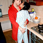 Second pic of Cute Codi in her pajamas gets fucked in the kitchen naked