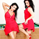 Third pic of Queen of Heels Gina and Eve Miller Ladies in Red and Shiny Pantyhose