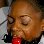 Third pic of Ball gagged black student girl Marie Luv gets tortured by white lesbian teacher Chanta Rose