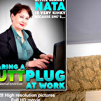 Fourth pic of Granny Nata is wearing a buttplug at the office - Free Mature.nl content