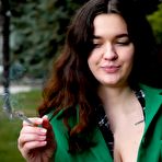 Third pic of Russian Smokers | Beautiful brunette is smoking cork strong cigarettes