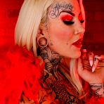 Third pic of Evilyn Ink Red Robe Photoshoot