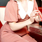 First pic of Lesya Milk fondling her teen snatch in the diner