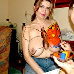 Second pic of Nature Breasts - Busty Plumper Evita Getting Tits Painted