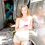 First pic of All-American cutie shows off her perfect cunt and tits in front of a caravan - Abby (13:58 Min.) - Porn Mega Load