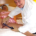 Second pic of BBW Grandma Libby Ellis sites with her legs open so Doctor can inspect her shaved wet cunt – UK Wives Pics