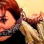 Second pic of tied-and-gagged.com | 23 YR OLD REAL ESTATE BROKER IS RING GAGGED, DROOLING, BALL-GAGGED , BANDANNA & SCARF CLEAVE GAGGED HANDGAGGED, STINKY SOCK STUFFED IN MOUTH AND HOG-TIED ON BED (D74-2)