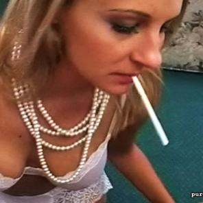 Lana Puffs a Stiff Rod and a Cigarette  #130015