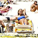 Second pic of Costanza Caracciolo looking sexy in blue bikini on the beach in Spain