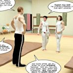 Second pic of Kung fu boys 3D comics: gay hentai cartoons and male spy voyeur anime fantasy story about gay twink sport boys in uniform fucking and jerk off cocks masturbating action with their muscle gay stud hairy coach in the shower room