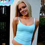 Fourth pic of Blonde tease Skye loves to tease with her perky teenage tits and her tight round perfect ass outdoors