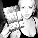 Second pic of Lindsay Lohan cleavage and areola slip b-&-w photoshoot