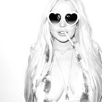 Third pic of Lindsay Lohan cleavage and areola slip b-&-w photoshoot
