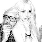 Fourth pic of Lindsay Lohan cleavage and areola slip b-&-w photoshoot