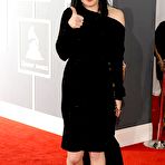 First pic of Pauley Perrette posing in black dress at Grammy Awards