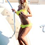Fourth pic of Victoria Silvstedt in yellow bikini on a yacht