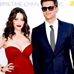 Second pic of Busty Kat Dennings shows deep cleavage in red dress