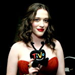 Fourth pic of Busty Kat Dennings shows deep cleavage in red dress