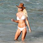 Fourth pic of Victoria Silvstedt caught in white bikini on the beach