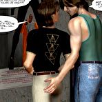 Second pic of The hustler and boy-prostitute in the city park: 3D gay story and male anime comics
