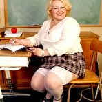 Fourth pic of Chubby Loving - Blonde Mature BBW Strips In Classroom
