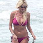 Fourth pic of Victoria Silvstedt in pink bikini on a beach