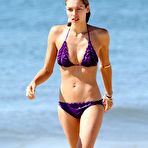 Second pic of Jessica Hart sunbathing topless at Eden Roc Hotel