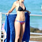 Second pic of Jessica Hart in black bikini on the beach