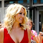 Second pic of Britney Spears legs and cleavage in red dress at The X Factor Auditions