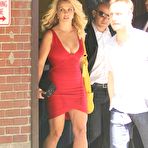 Fourth pic of Britney Spears legs and cleavage in red dress at The X Factor Auditions