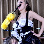 First pic of Strapon-armed lez miss backdoor fucks her stockinged French maid