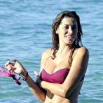 Third pic of Aida Yespica deep cleavage in magenta bikini