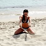 First pic of Imogen Thomas seen on the beach while in Italy