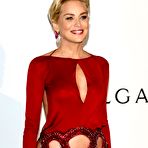 First pic of Sharon Stone pokies under tight red dress