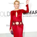 Fourth pic of Sharon Stone pokies under tight red dress